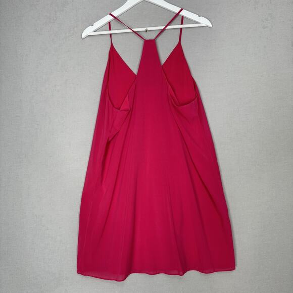 Alice + Olivia Fierra Dress Womens Large Pink Silk Blend Mini Slip Deep V-Neck - Picture 6 of 12